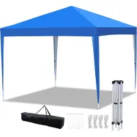 TolleTour Pavillon 3x3m ohn Seiten, Festzelt Faltpavillon Gartenzelt, UV-Schutz, für Garten Terrasse Feier Party Blau