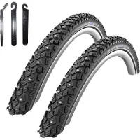 Schwalbe 2 x Winter Fahrradreifen K-Guard Reflex Winterreifen 35-622 (28 x 1,35) inkl. 3 Reifenheber