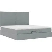 Syfax Ottoman-Bett mit Matratzen Hellgrau 200x200 cm Stoff