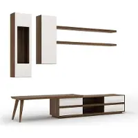 AEA Wohnwand Set 5tlg Holzmöbel TV-Ständer + Couchtisch Modern 2x Wandregale