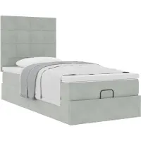 Syfax Ottoman-Bett mit Matratzen Hellgrau 100x200 cm Samt