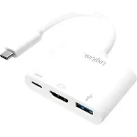 Logilink 0.14m, 2xUSB-C/HDMI+USB A, Weiß, 0,14 m, 59,1 mm, 40,2 mm, 14,1 mm, 30 g