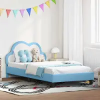 vidaXL "Schlussverkauf" Einzelbett 1 PLACE - KinderBettgestell einzel - mit Kopfteil - mit Kopfteil - Blau 80x200 cm Polyurethan C2861