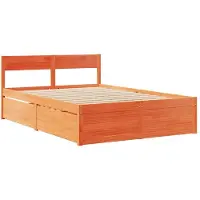 vidaXL Massivholzbett ohne Matratze Wachsbraun 135x190 cm Kiefernholz