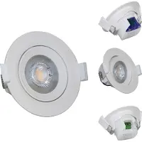 Braytron 3x LED Einbaustrahler Schwenkbar inkl. 5W LED Leuchtmittel Kaltweiß 380lm 230V eingebauter Trafo Spot Strahler Deckenleuchte Rund Weiß