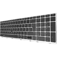 T-ProTek DEUTSCHE-Tastatur Black Silver Frame Trackpoint Beleuchtung kompatibel für HP EliteBook 850 G5 (3JX58EA)