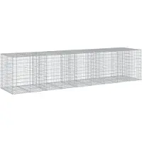 vidaXL Gabione mit Deckel 450x100x100 cm Verzinktes Eisen