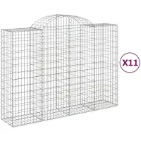 vidaXL Gabionen mit Hochbogen 11Stk. 200x50x140/160cm Verzinktes Eisen