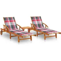 vidaXL "im Angebot" Sonnenliegen 2 Stk. - möbel für den Garten - mit Tisch und Auflagen Massivholz Akazie - Gartenliegen CC3103