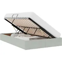 Syfax Ottoman Bettgestell mit Speicher Hellgrau 120 x 200 cm Samt