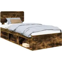 Syfax Bettrahmen Geräucherte Eiche 75 x 190 cm Massives Kiefernholz