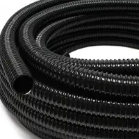 Wiltec Flexibler Förderschlauch 25m Spiralschlauch 50mm (2") schwarz mit Verstärkungsspirale Bewässerung Wasser Teich