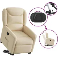 Syfax Relaxsessel mit Aufstehhilfe Creme Stoff