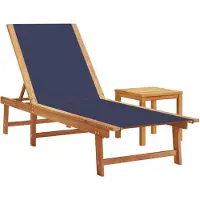 vidaXL Sonnenliege mit Tisch Blau Massivholz Akazie und Textilene
