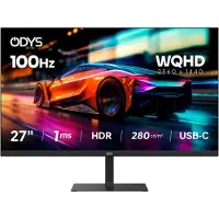 ODYS i27-Q-100, 68,6 cm (27"), 2560 x 1440 Pixel, Wide Quad HD, LED, 1 ms, Schwarz