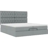 Syfax Ottoman-Bett mit Matratzen Hellgrau 200x200 cm Stoff