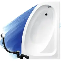 Badland Eckbadewanne Badewanne Cornea RECHTS 140x80 mit Ablaufgarnitur und Füßen GRATIS ohne Verkleidung
