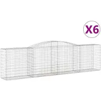 vidaXL Gabionen mit Hochbogen 6 Stk. 400x50x100/120cm Verzinktes Eisen