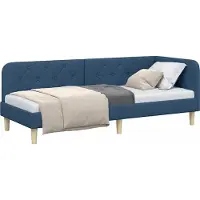 Syfax Eckbettgestell Blau 80 x 200 cm Stoff