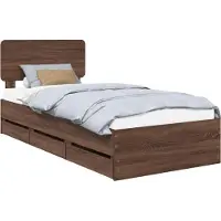 Syfax Bettrahmen Braun Eichen-Optik 90 x 190 cm Holzwerkstoff