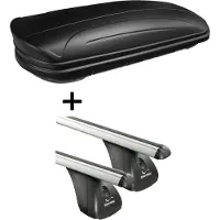 VDP Dachbox VDPMAA320 320Ltr abschließbar schwarz matt + Alu Dachträger Aurilis kompatibel mit für BMW Serie 5 Touring (E61) (5Türer) 2004-2011