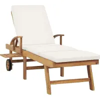 vidaXL "im Sonderangebot"Sonnenliege HOMMIE - Gartenliege - Gartenmöbel - mit Auflage Massivholz Teak Creme - 195x59,5 cm DEMöbel 4125656