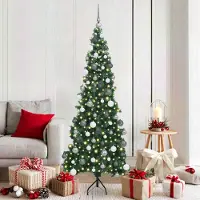 vidaXL Eleganten-Stil Eckiger künstlicher Weihnachtsbaum Grün 180 cm PVC und Metall DE5434885