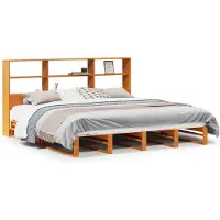 Syfax Massivholzbett ohne Matratze Wachsbraun 180x200 cm Massivholz