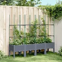 Prolenta Maison Exclusive - Pflanzkübel mit Rankgitter Blaugrau 160x40x142,5 cm PP