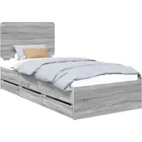 Syfax Bettrahmen Graues Sonoma 90 x 190 cm Ingenieurs Holz