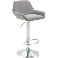 DELUKE Barhocker DUBLIN - Grau, Stoff, Chrom | Barhocker mit Lehne Barstuhl Tresenhocker Tresenstuhl Kneipenhocker Kneipenstuhl
