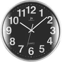 Lowell Justaminute 00816, Wand, Quarzuhr, Kreis, Schwarz, Chrom, Kunststoff, 35,5 cm