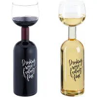 Relaxdays Weinflasche Glas, XL Weinglas mit Spruch, Fun Geschenk für Weinliebhaber, Weinflaschenglas 750 ml, transparent