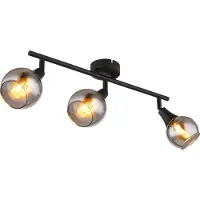 Globo Lighting Strahler Metall schwarz matt, Glas rauchfarben, LxBxH: 450x90x166mm, exkl. 3x E14 40W 230V