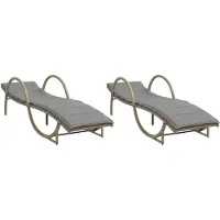 Syfax Sonnenliegen 2 Stk. mit Auflagen Beige Poly Rattan