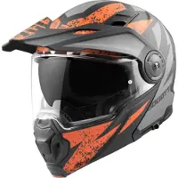Bogotto FG-102 Safari Fiberglas Enduro Klapphelm Helm, schwarz matt/grau/orange, XL