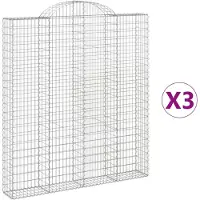 vidaXL Gabionen mit Hochbogen 3 Stk. 200x30x220/240cm Verzinktes Eisen