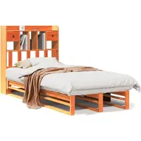 Syfax Massivholzbett mit Regal ohne Matratze Wachsbraun 100x200 cm