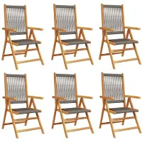 vidaXL Gartenstuhl Verstellbar 6 Stk. Grau Massivholz Akazie