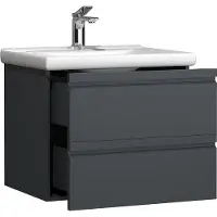 VCM 2-tlg. Waschplatz | Waschtisch 60 cm | Badmöbel Set mit Keramik Waschbecken | grifflose Schubladen | Komplettset Silora L