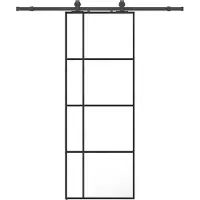Syfax Schiebetür mit Beschlag Schwarz 76x205 cm ESG-Glas