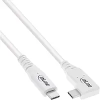 InLine USB4 Kabel, USB-C, einseitig gewinkelt, PD 240W, 8K60Hz, TPE, weiß, 1m, 1 m, USB C, USB C, USB4 Gen 3x2, 40 Gbit/s, Weiß