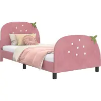 Syfax Kinderbettgestell mit Kopfteil Rosa 90 x 190 cm Samt