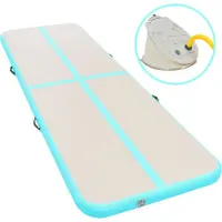 The Living Store Aufblasbare Gymnastikmatte mit Pumpe 700x100x10 cm PVC Grün