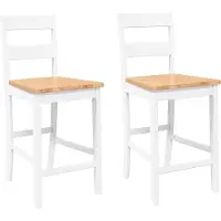 vidaXL Barhocker 2 Stk. Weiß Massivholz Gummibaum