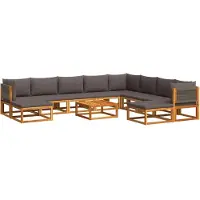 vidaXL 11-tlg. Gartensofa-Set mit Kissen Holz Akazie & Seil