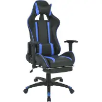 Syfax Neigbarer Racing-Bürostuhl mit Fußstütze Blau