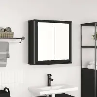 vidaXL Möbel Bad-Wandschrank mit Spiegel Schwarz Eichen-Optik 60x21x60 cm - Badspiegel 861897