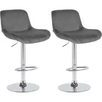 CLP 2er Set Barhocker Solon Chrom Stoff - blau