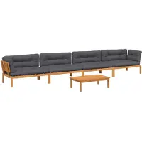 vidaXL 5-tlg. Garten-Sofagarnitur aus Paletten mit Kissen Akazienholz